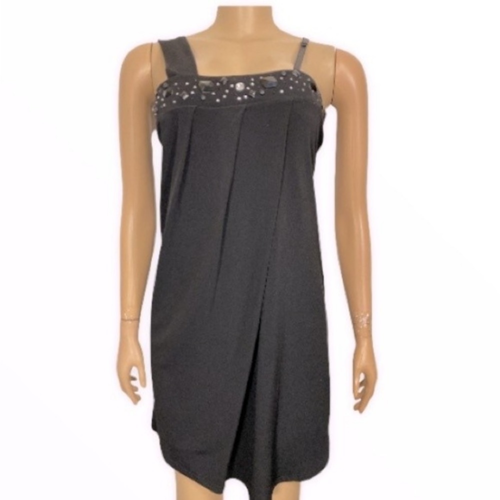 FRACOMINA Cocktail Dress Black embellished Wide and Thin Shoulder strap size M